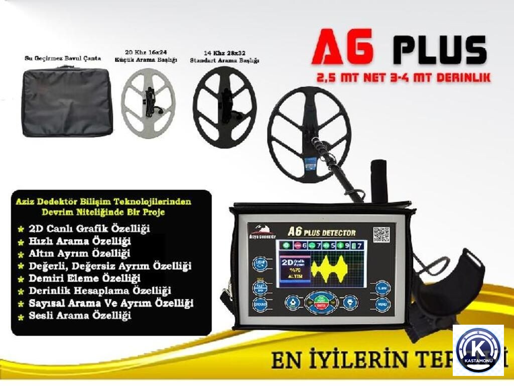A6 Plus Altın Define Dedektörü 3 Bobinli Derin Arama Sistemi
