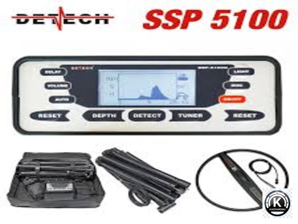 Detech SSP 5100G PI derin arama pulse dedektörü ve 1x1 metre başlık seti.